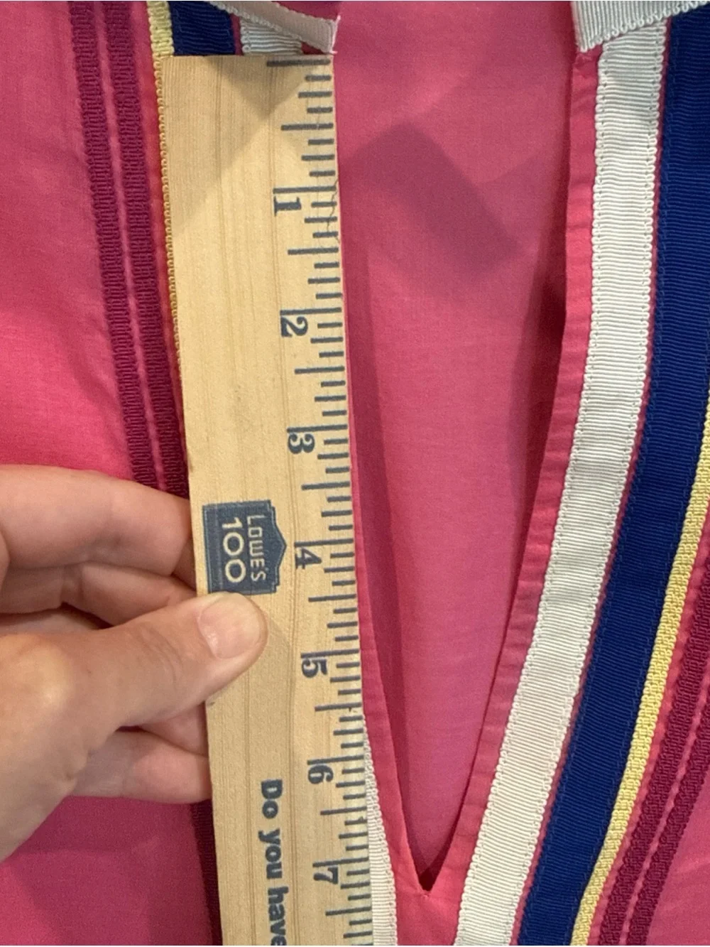Tory Burch Pink Tunic Contrast Yellow White Blue Grossgrain Trim